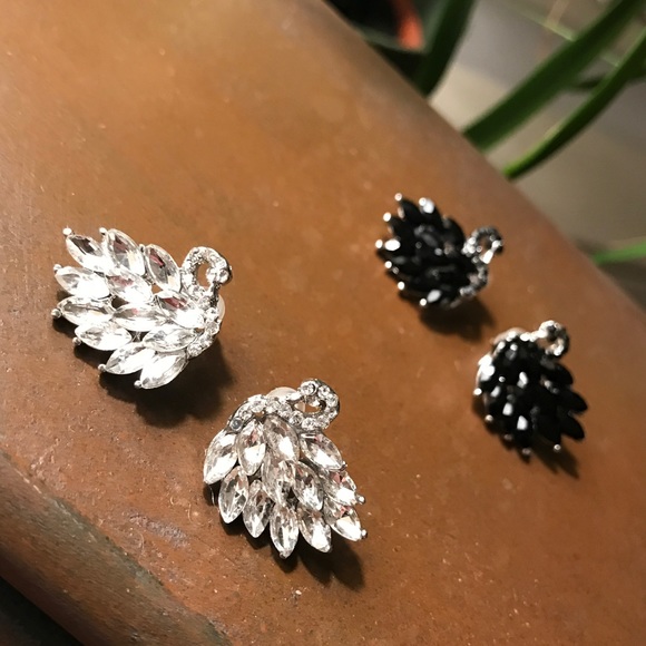 Beautiful 925 silver platedSWAN sapphire earrings - Picture 8 of 8